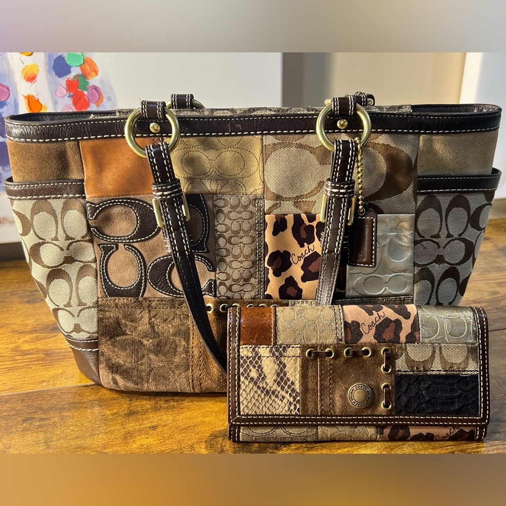 Coach patchwork handbag and matching
wallet.